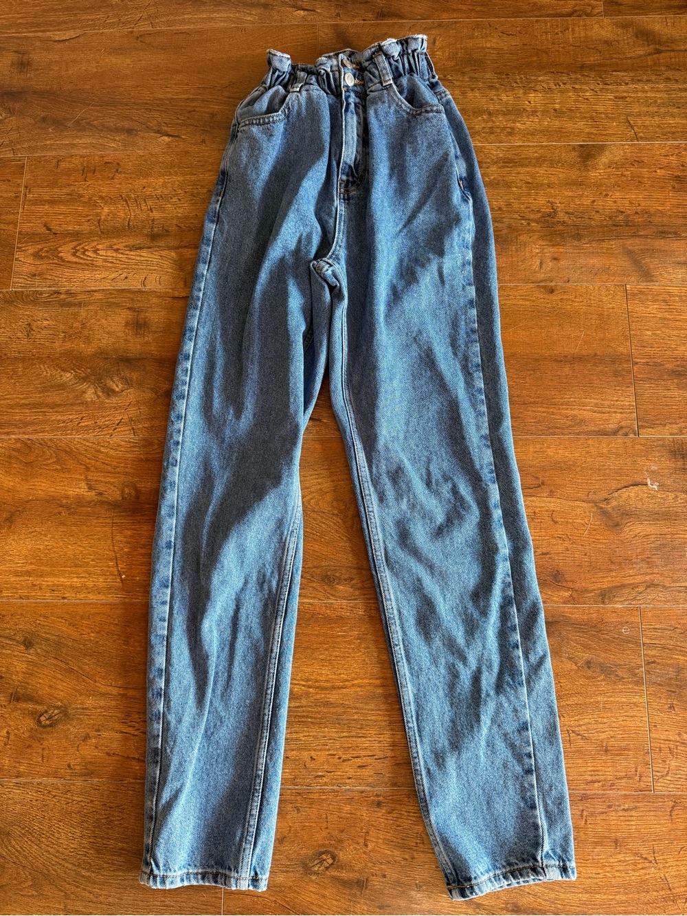 New Look Relaxed Paperbag Waist Jeans - Blue